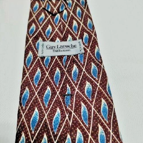 Corbata Traje Parche Guy Laroche Diffusion Hombres Geométrico Seda Marrón/Azul Foto 2 de 4