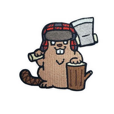 Lumberjack Beaver Patch - Hook and Loop Morale Patch | Iron On Patch