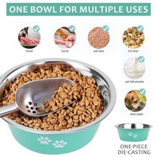 Stainless Steel Dog Bowls Pet Feeding Supplies Food Bowl Cat Silicone Chassis US
