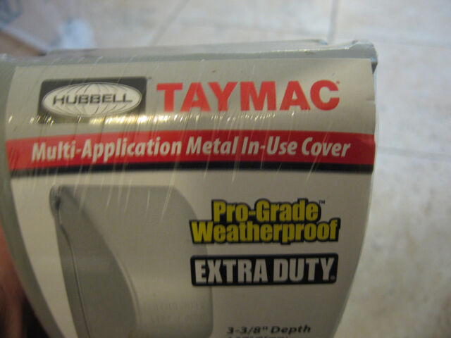 TayMac MX3200 Single Gang Vertical Metal Weatherproof Receptacle Cover Gray Finish . 1