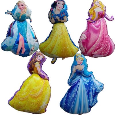  Disney Princess Balloons Elsa Frozen Belle Aurora Snow White Cinderella. 5Pcs