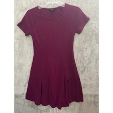 Forever 21 Womens Medium Purple Fit & Flare Short Sleeve Mini Dress