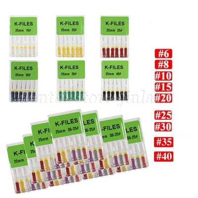 10* Dental K-FILES Endo Root Canal Files Stainless Steel Hand Use 25mm 6PCS/pack