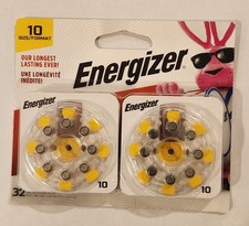Energizer Hearing Aid Batteries Size 10 Yellow Tab 32 Pack Lot Of 2 Exp 10/27