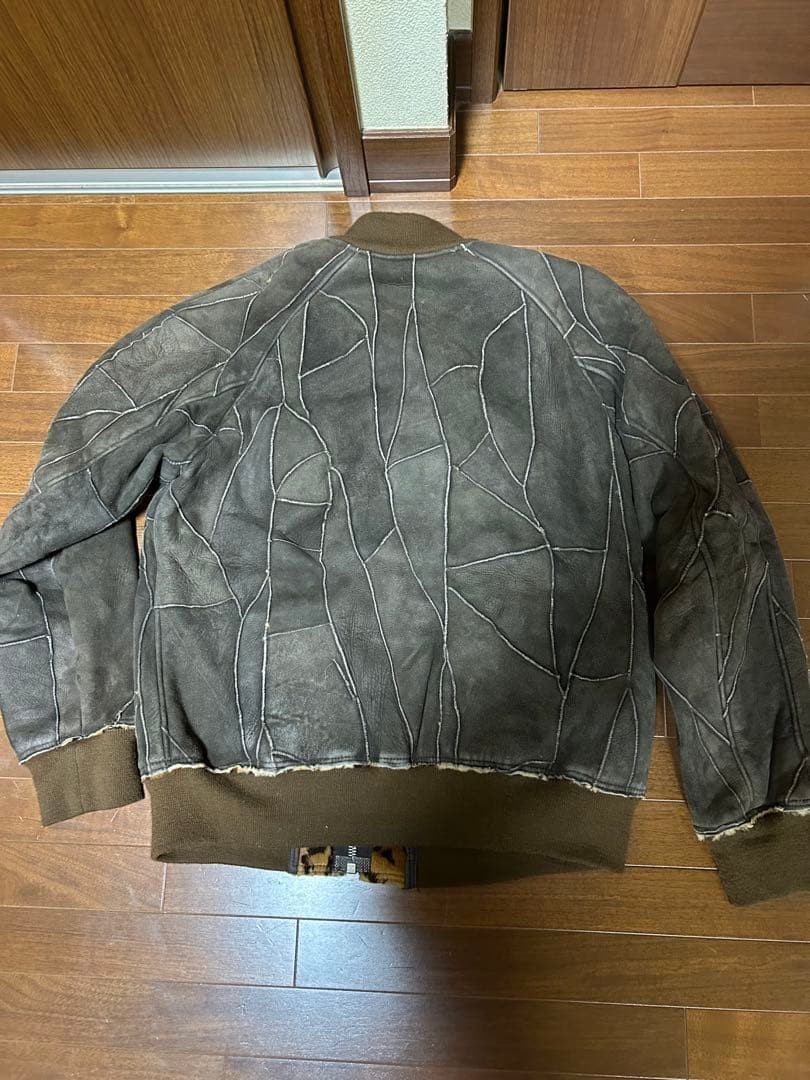 NEEDLES Brown Patchwork Shearling Bomber Jacket M… - image 2