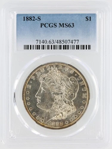 1882-S Morgan Silver Dollar PCGS MS63 S$1 San Francisco Minted No Reserve