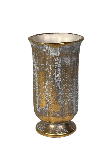 Stangl Pottery MCM Scalloped Vase 24K Gold #2067 Vintage 1960's