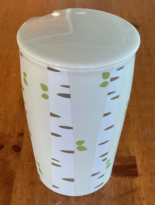 Tapa vaso taza porcelana Tea Forte abedul verde salvia gris (sin infusor) usado en excelente estado Foto 2 de 4