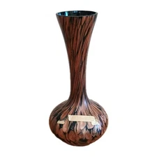 Vintage V Nason Murano Glass Avventurina Vase Italy Copper & Black 6.5"