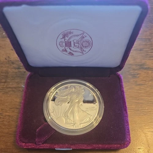 1990-S American Silver Eagle Dollar Proof $1 1 oz .999 Fine Silver OGP and COA