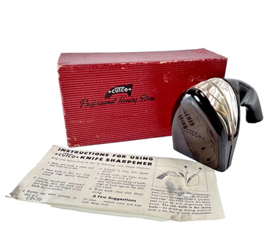 Vintage Cutco Knife Sharpener CP-70 Honing Stone Box Instructions Plastic Handle