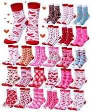 24 Pairs Valentine Socks for Women Men Novelty Cozy Pink Heart Crew Valentines