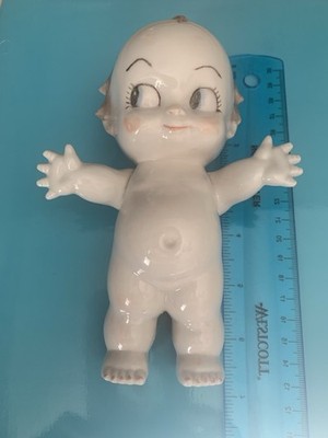 Vintage Porcelain Kewpie Doll w/Adorable Face & Angel Wings.  6-1/2  X 4-1/2 .
