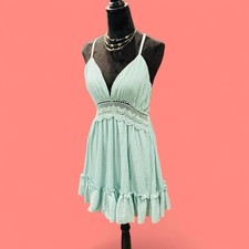 Rue21 Mint Green Lace Beachy Babydoll Dress S Coquette Fairy Boho Empire Waist