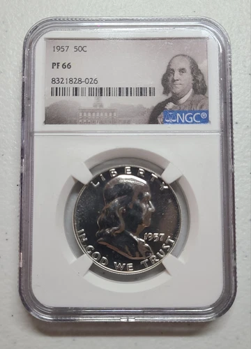 1957 Proof Silver Franklin NGC PF66 Half Dollar 50C Coin Independence Hall Slab