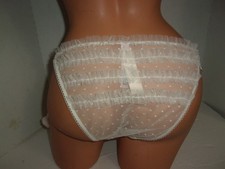 Victoria's Secret Lace Dot Frilly Girly Bridal Ruffle Pom Pom String Bikini M