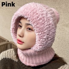 Mujer Pompón Bola Vellón Forrado Sombrero Cuello Oreja Cálido Tejido Gorra Invierno A Prueba de Viento