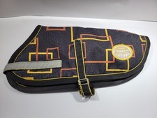 WeatherBeeta Dog Coat Jacket Medium Black Geometric Reflective Warm 40cm 16in