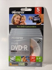 Memorex 5 Pack 4X Camcorder 1.4GB 30min. Mini DVD-R Single Sided w/ Cases NEW
