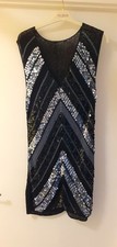 (Bag 1). UNBRANDED  Ladies black silver grey sequinned Dress Size chest 30"