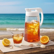Lustroware 1.7QT Airtight One Touch Water Pitcher with Lid for Hot & Cold Juice