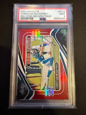 2021 Panini Absolute Red Zone Spectrum Red /75 Christian McCaffrey #RZ13 PSA 9