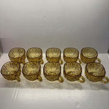 Tazze tazze punzonate vintage Hazel-Atlas 'Williamsport' vetro pressato ambra 6 oz x 10 