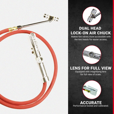 #ad 553 Heavy Duty Truck Tire Inflator with Pressure Gauge 5#x27; Hose Dual Lock On ... $152.60