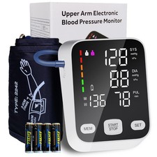 Upper Arm Blood Pressure Monitor 6Inch Backlit Display 2User 199 Memory Pulse