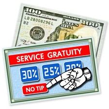 No Tip Service Gratuity 50 Fake Replica Hundred Dollar Money Drop Cards Pranks