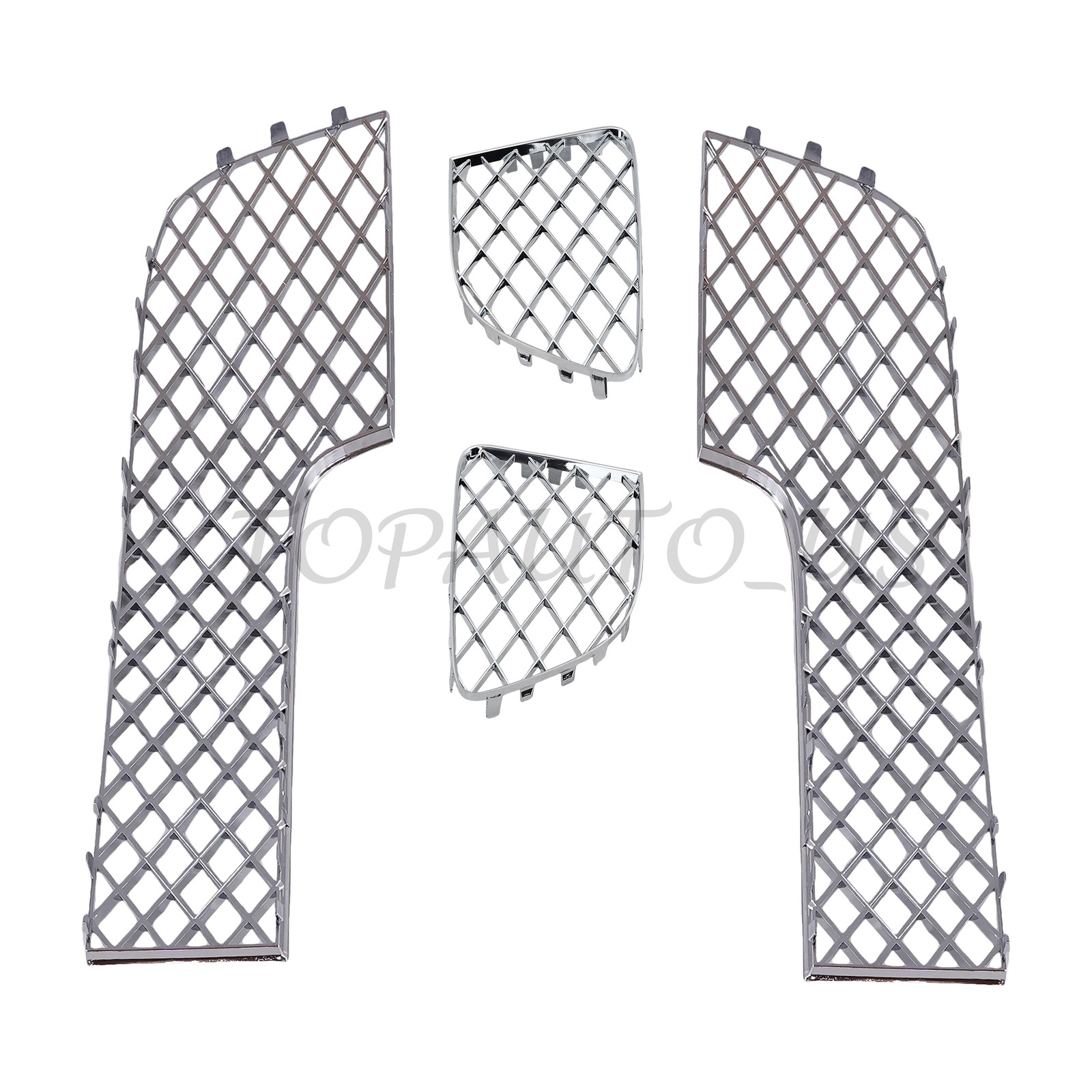 NEW 4PCS Fits Bentley Continental GT GTC 12-15 Chrome Bumper Lower Mesh Grille