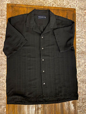 Abercrombie Fitch Men's Black Textured Lightweight Short Sleeve Button-Up L