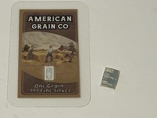One Grain Of .999 Fine Silver American Grain Co + Suisse 1g Bar.