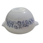 Vintage Pyrex #441 Colonial Mist Cinderella Mixing Bowl White Blue Flowers
