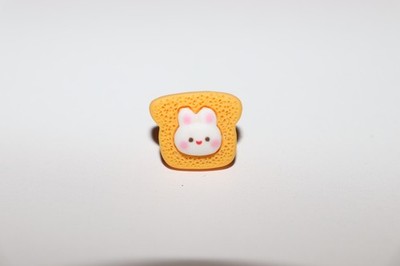Cute Bunny Face on Toast Rare Clay Button Pin Collectible NEW Molded Material