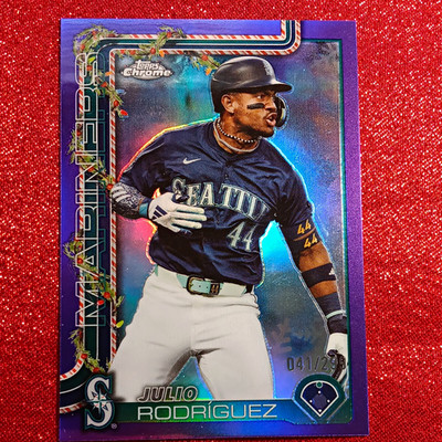 2025 Topps Holiday Chrome Julio Rodriguez #HC186 Purple Refractor /299