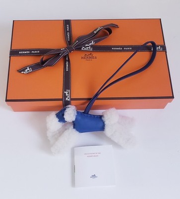 AUTHENTIC HERMES HERMÈS BUDY BUDDY BAG CHARM ECRU BLEU FRANCE