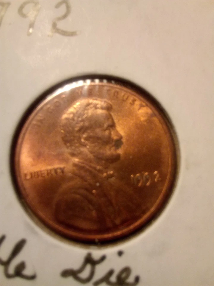 1992 Lincoln Memorial Cent  Double Die Obverse & Reverse Lincoln Has Mustache!!! - Image 4 of 4