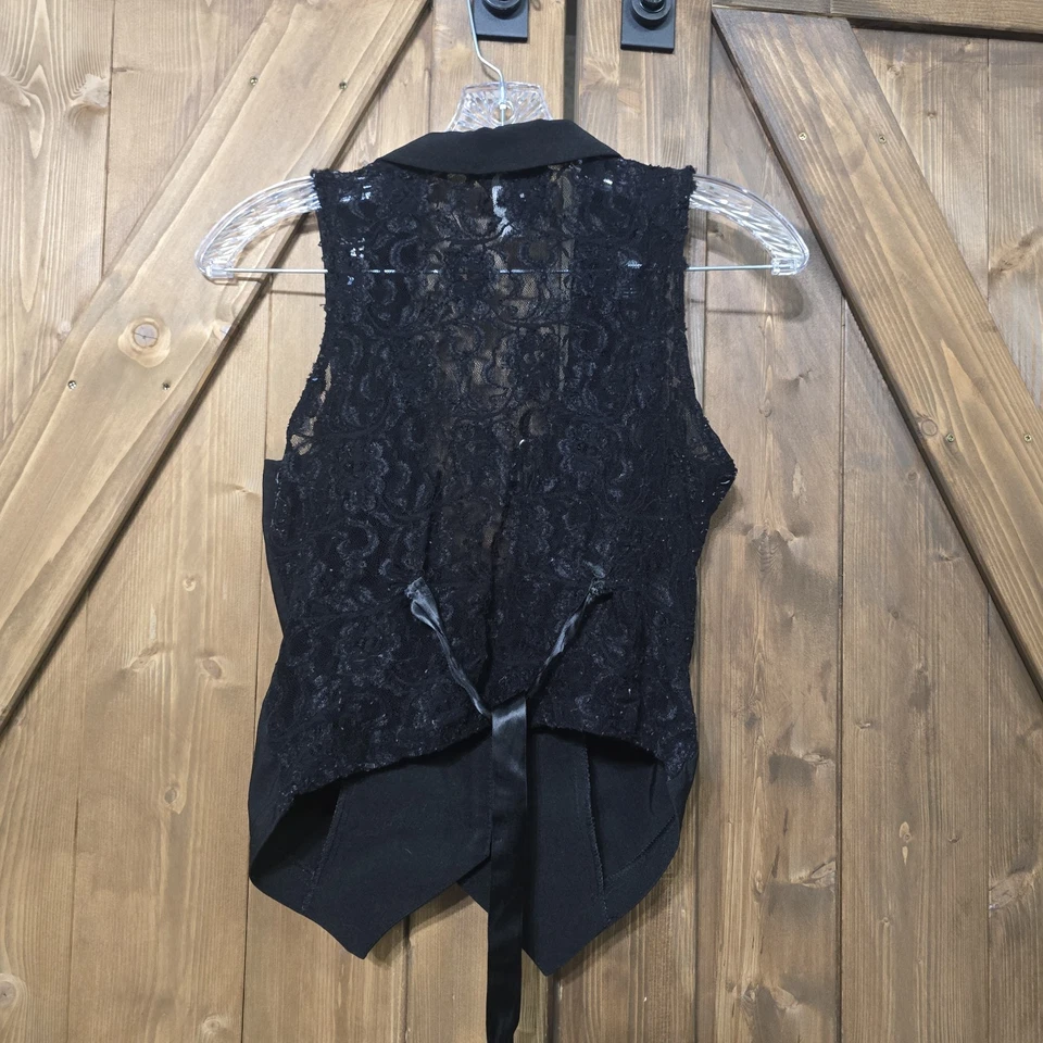 Chaleco Valia Negro Encaje Trasero Botón Para Mujer Talla M Hecho en Canadá Gótico Steampunk Foto 4 de 4