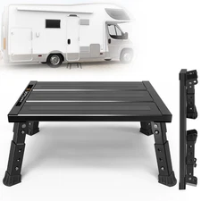 Adjustable RV Step Stool 3-Step Height Adjustment Foldable Legs Wide Anti-Slip