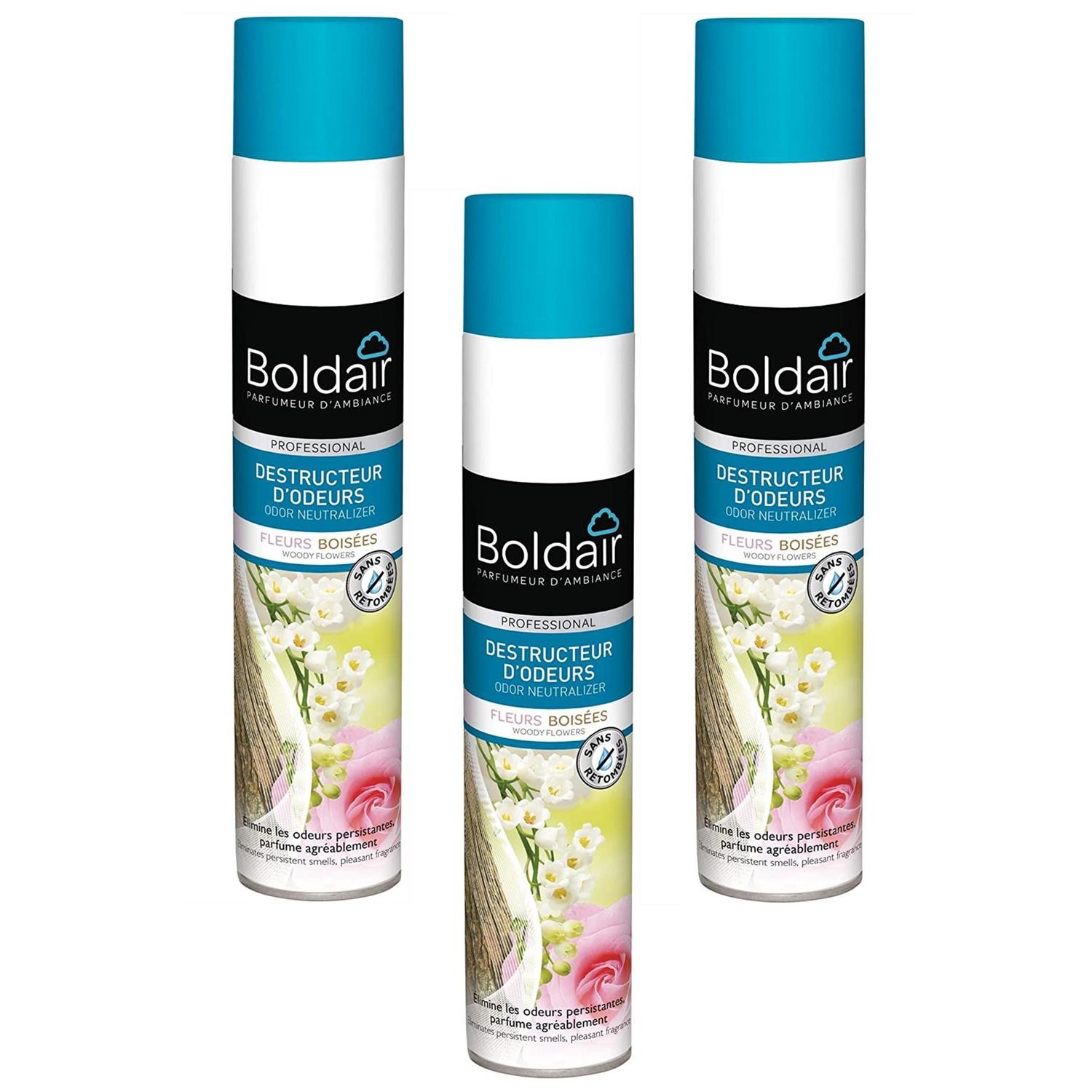Destructeur d'odeurs Boldair lot de 3 de 500 ml pour éliminer le tabac et la cuisine