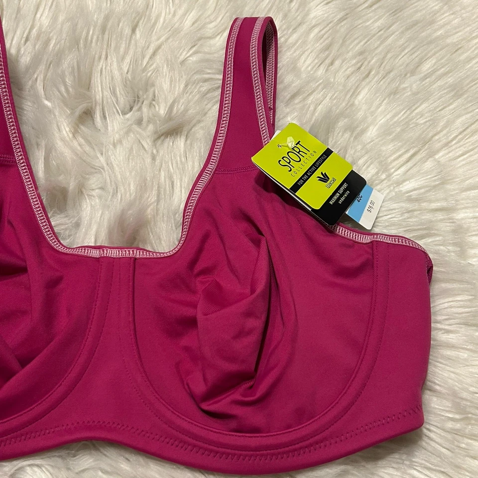 Sujetador deportivo Wacoal 40C rosa Simone soporte máximo 855170 con aros NUEVO $76 Foto 2 de 4