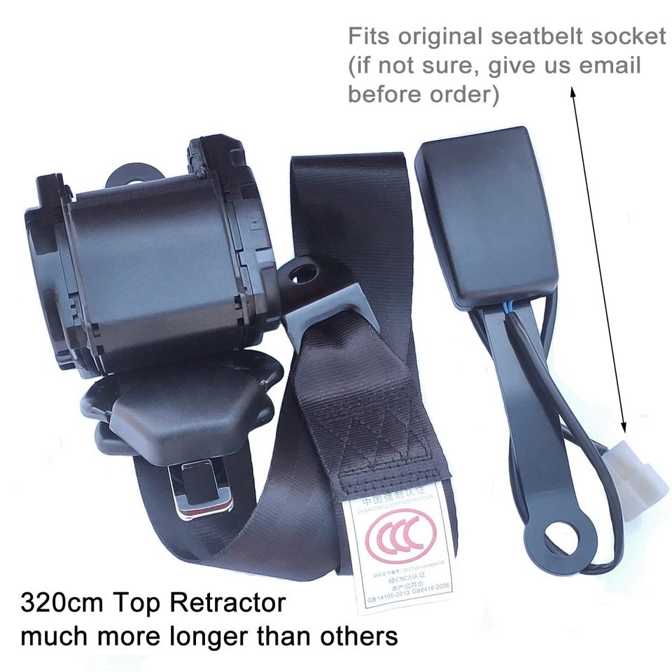 For Nissan 3Point Seatbelt Car Universal Retractable Sash Belt Black Stalk+Cable - image 4 of 4