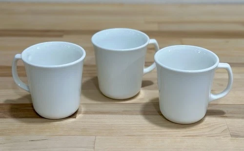 3 Pieces Corning Ware USA Vintage Winter Frost White Handle Coffee Mugs Tea Cups