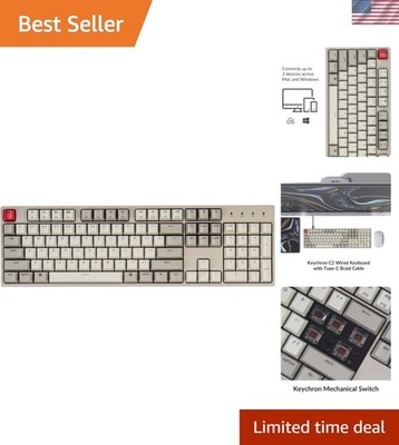 C2 Full Size Wired Mechanical Keyboard Compatible with Mac, Brown Switch, 104...