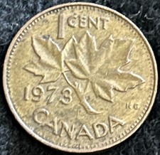 CANADA 🇨🇦 1 Cent 1973 Coin Currency Queen Elizabeth II Maple Leaf KM#59 -Nice!