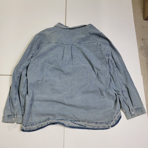 Grace + Karma Light Wash Denim Button Up Shirt Jacket Distressed Casual 3X - Picture 8 of 12
