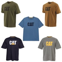 Mens CAT Work T-Shirt Caterpillar Trademark Logo Durable Short Sleeve Shirts