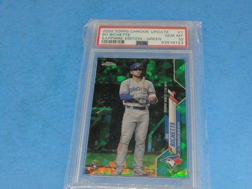 2020 Topps Chrome Update Bo Bichette Sapphire Edition Green /45 PSA 10 PSA POP 8 - Picture 2 of 3