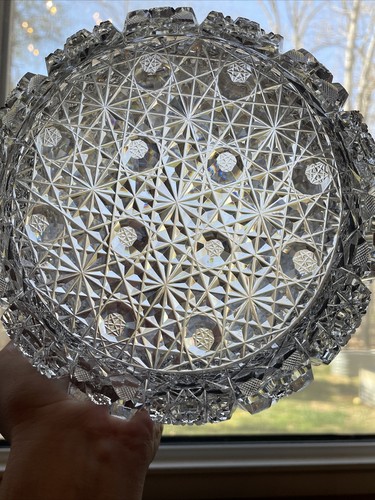 ABP Brilliant American Cut Glass 8.25” Deep Bowl Hunt Royal Pattern Russian - Picture 10 of 18